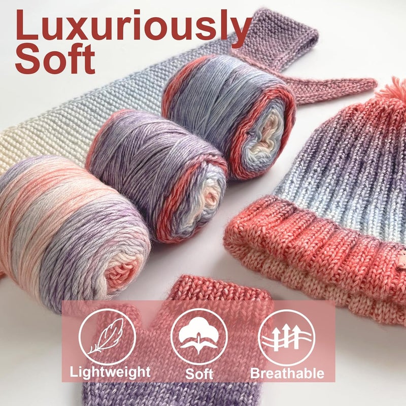 Kitcroet Knitting Kit for Beginners, Complete Beginner Knitting Kit Including Knitting Needles Set, Soft Gradiant Cake Yarn, Learn to Knit Scarf, Beanie, Mittens with Step by Step Video Tutorials - Image 3